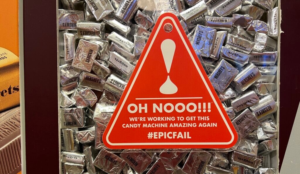 Máquina descompuesta Hershey's #EpicFail