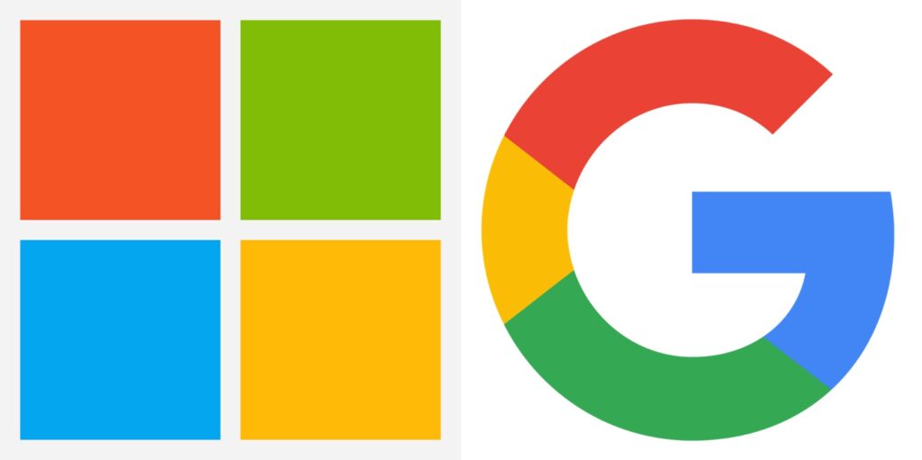 IMAGE: Microsoft and Google logos