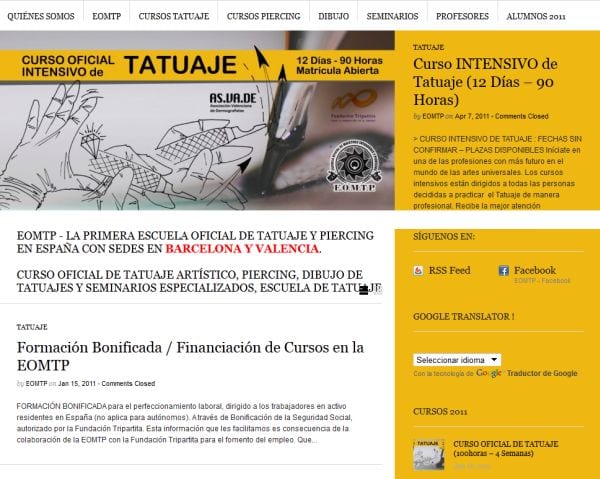 Curso de Tatuaje, escuela oficial