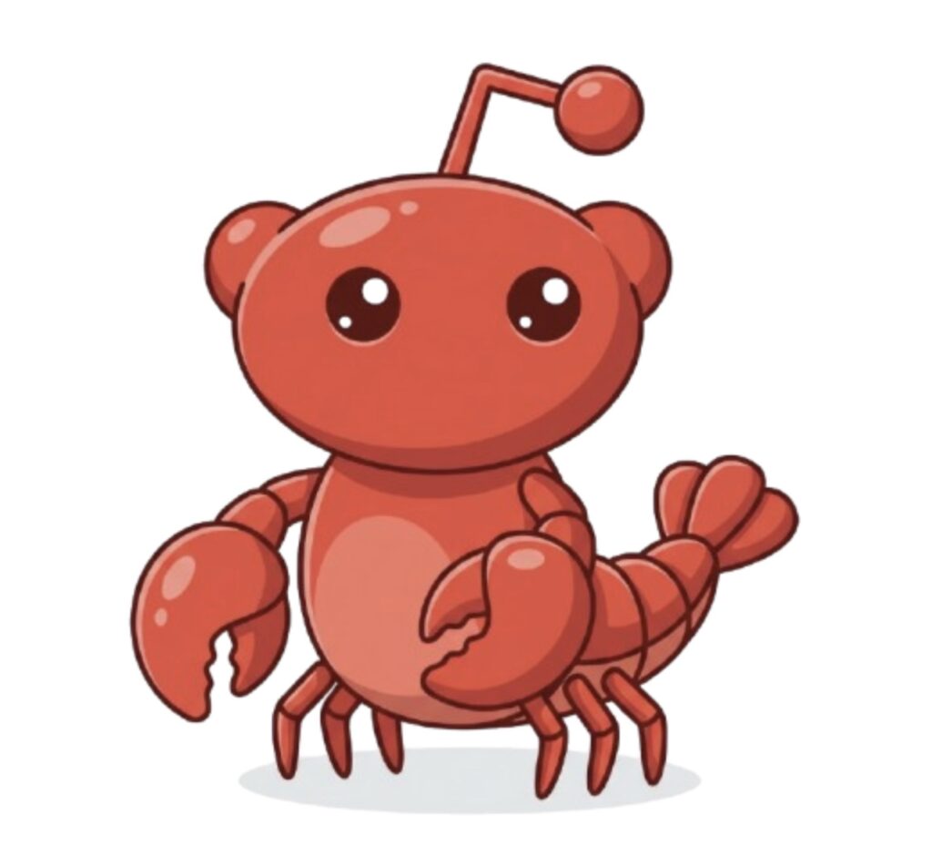 IMAGE: The Moltbook logo, a kind of red lobster looking like a crustacean version of the Reddit logo 