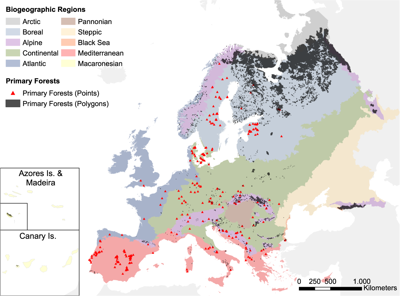 Especies forestales clave y distribución en Europa