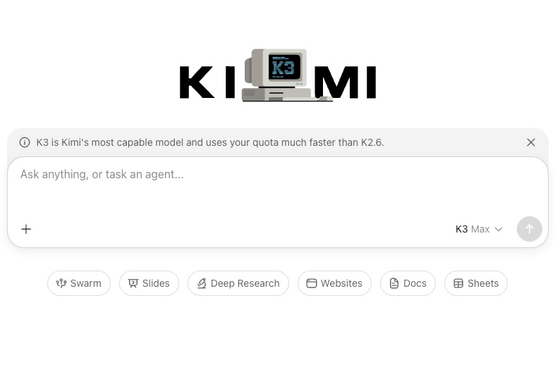 IMAGE: Initial screen from Kimi K3, the model from Moonshot.ai